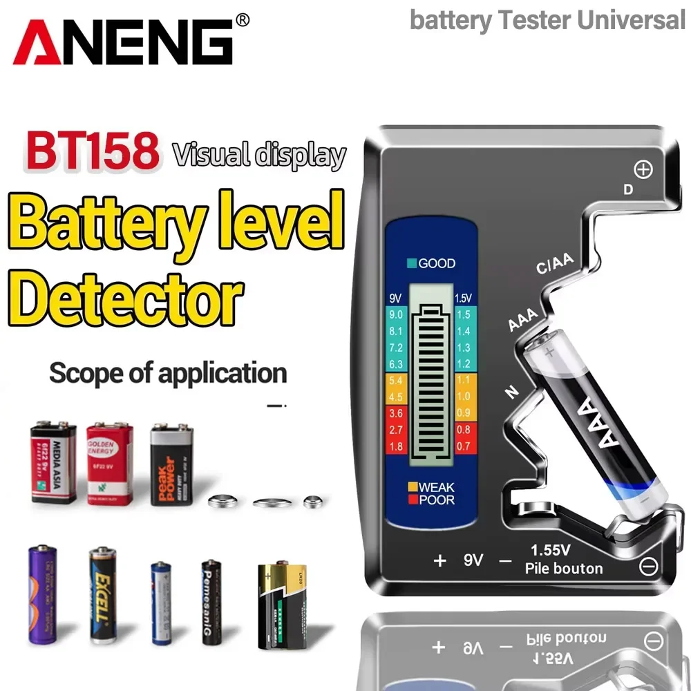 Battery Testers LCD Display ANENG Volt Capacity Check C AA AAA D N 9V 1.55V Universal Button Cell Capacitance Detector Tools listed by on AliExpress